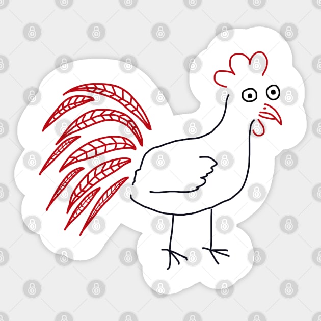 The Scared Rooster Sticker by Repeat Candy